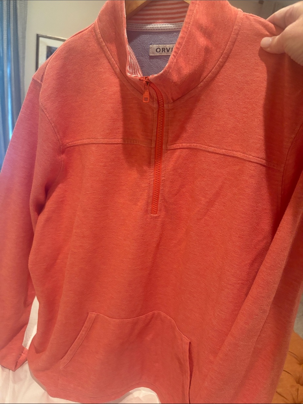 Orvis Coral Half-Zip Cotton Pullover Hoodie